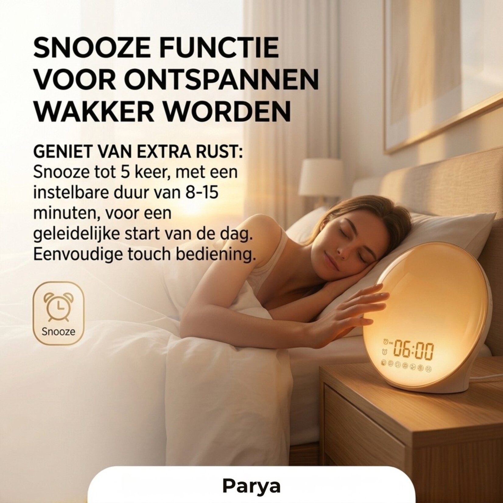 Dutch Wanted Dutch Wanted - Wake up light – Wekkerradio – Nachtlamp – Bedlamp – Lichttherapielamp – Wit