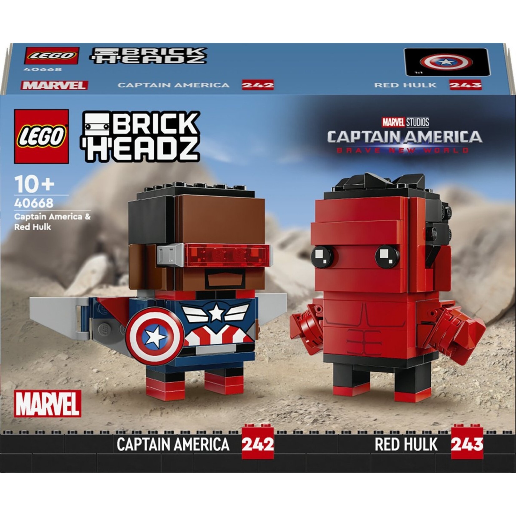 LEGO LEGO BrickHeadz Marvel 40668 Captain America en Rode Hulk Figuren 202 Onderdelen