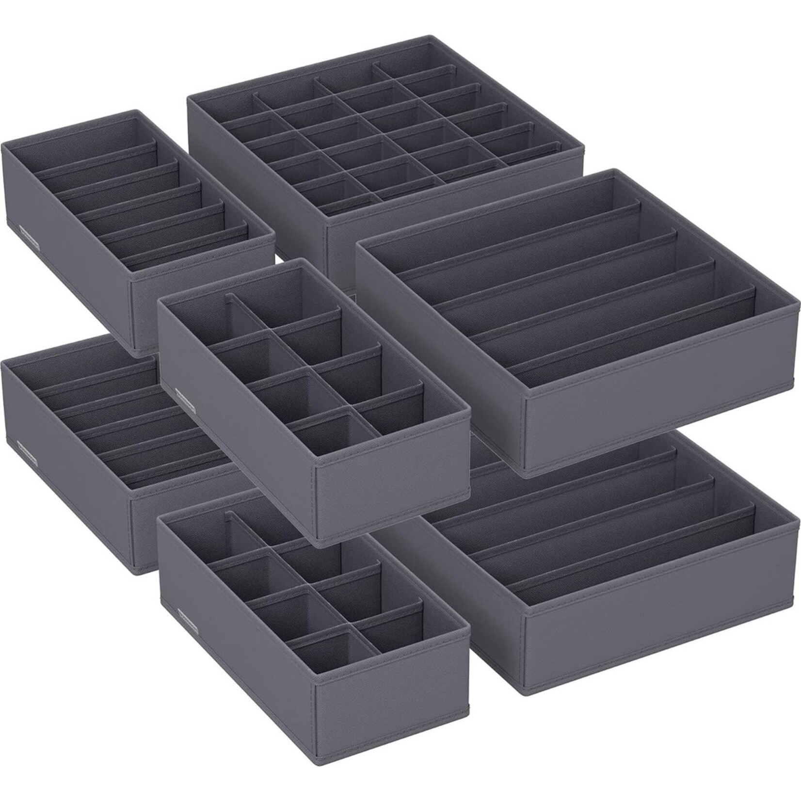 Parya Home Bobbel Home - Ondergoed  Opbergdozen Lade-organizer set van 8 grijs