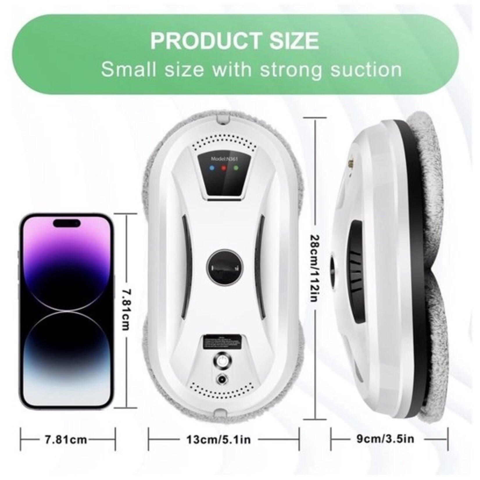 Robot window cleaner - Window robot - Electric window cleaner - Window cleaner - Window cleaner - White - Intelligent window cleaner  - Copy