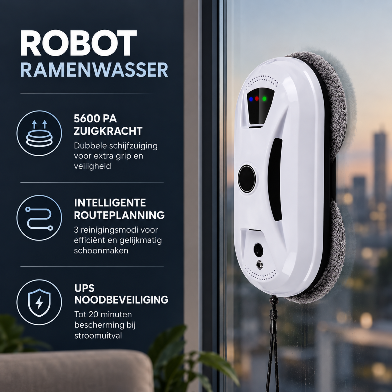 Dutch Wanted Robot window cleaner – Window robot – Electric window cleaner – Window cleaner – Glass cleaner – White – Smart window cleaner