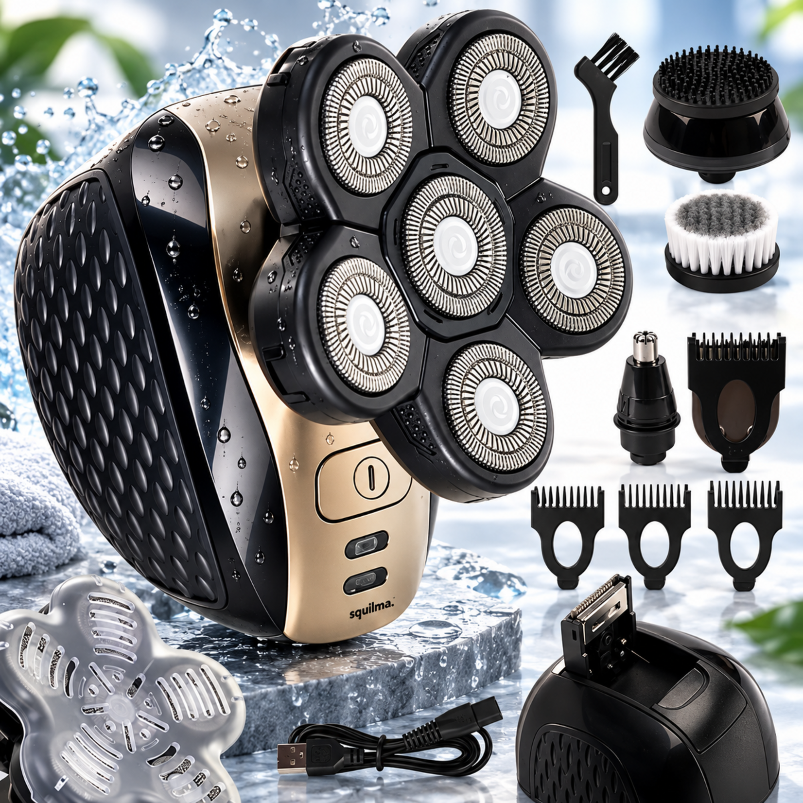 Men’s 6-in-1 Multigroom Electric Shaver with Beard Trimmer and Nose Trimmer