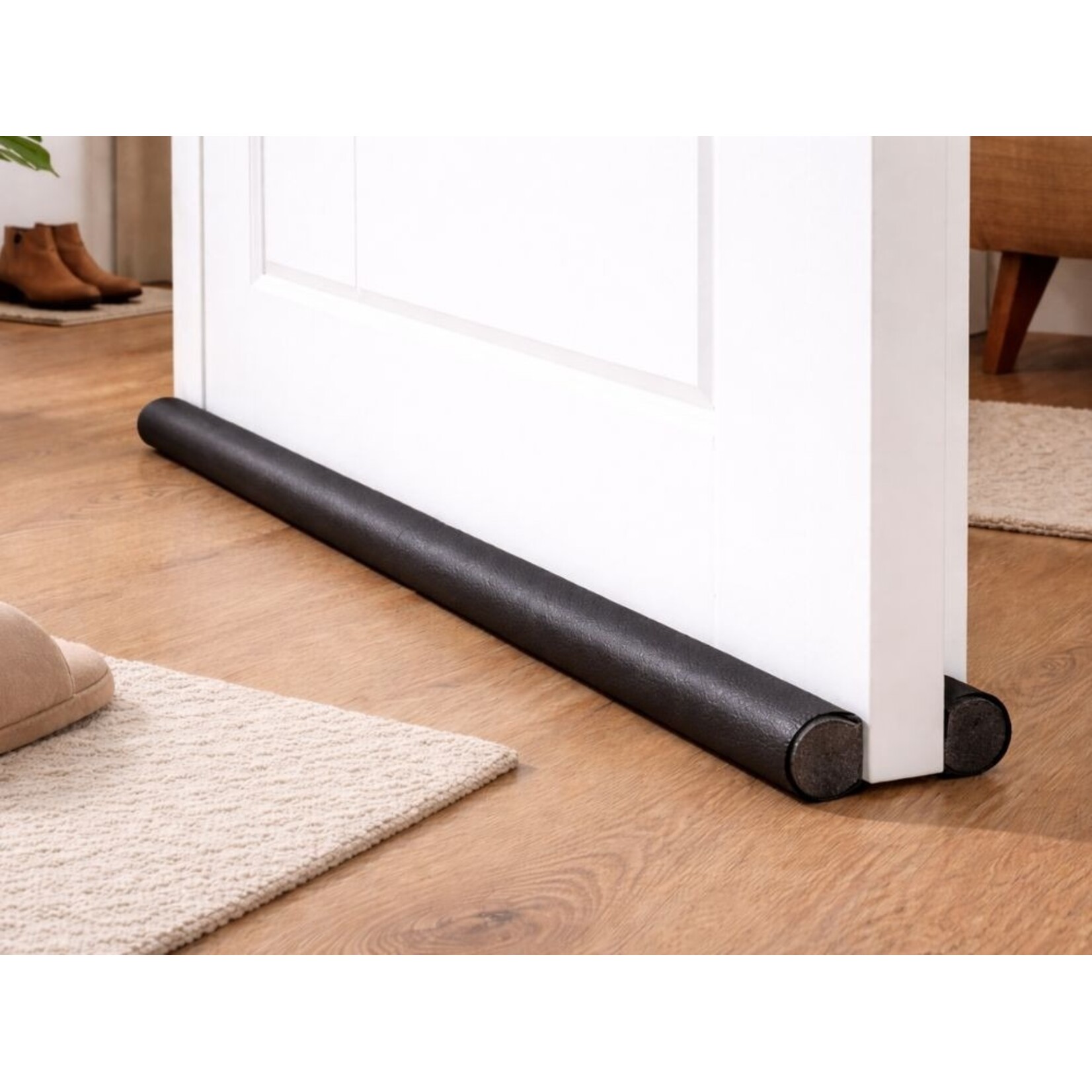 Bobbel Home Tochtstopper voor Deur Zwart 96 cm – Dubbele Deurafdichting tegen Tocht en Kou – Inkortbaar en Eenvoudig te Monteren