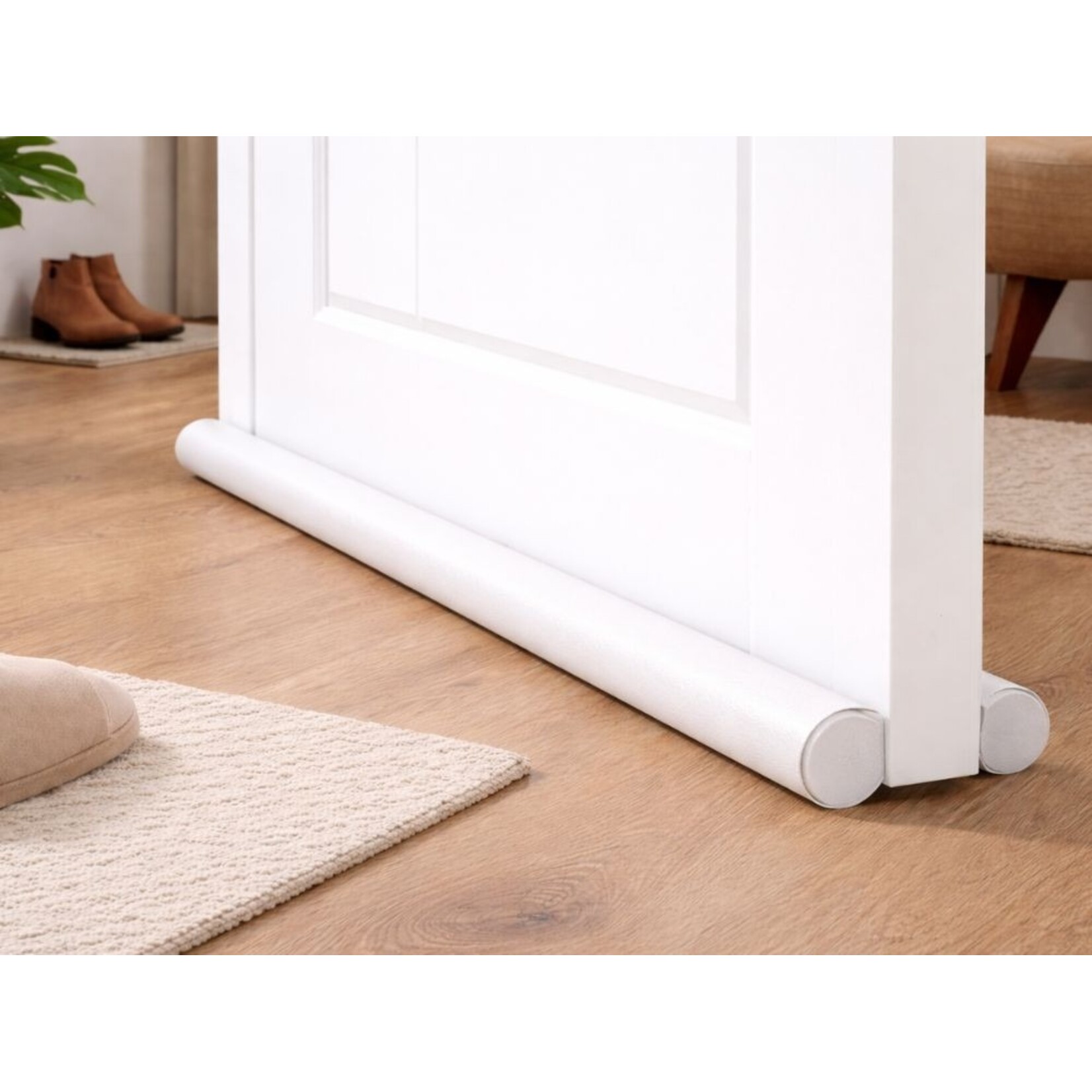Bobbel Home Tochtstopper voor Deur Wit 96 cm – Dubbele Deurafdichting tegen Tocht en Kou – Inkortbaar en Eenvoudig te Monteren