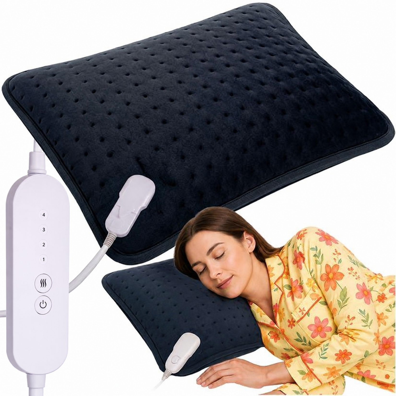 Bobbel Home Elektrisch Verwarmingskussen 60 x 38 cm - 4 Warmtestanden - Automatische Uitschakeling - Wasbaar - 50 W