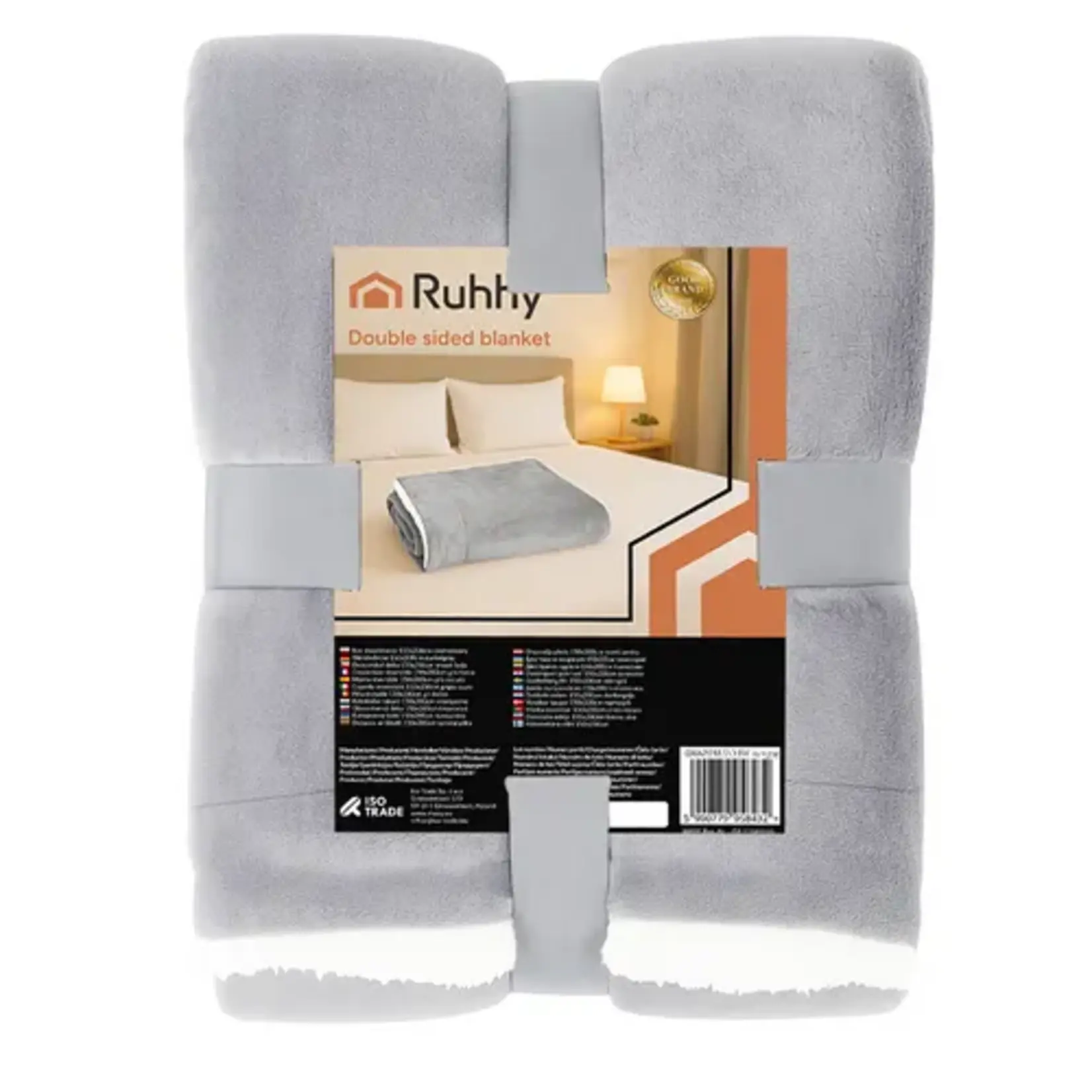 Bobbel Home Dubbelzijdige Deken 150 x 200 cm Lichtgrijs – Zachte Warme Plaid – Schapenvacht Look – Voor Bank en Bed – Wasbaar