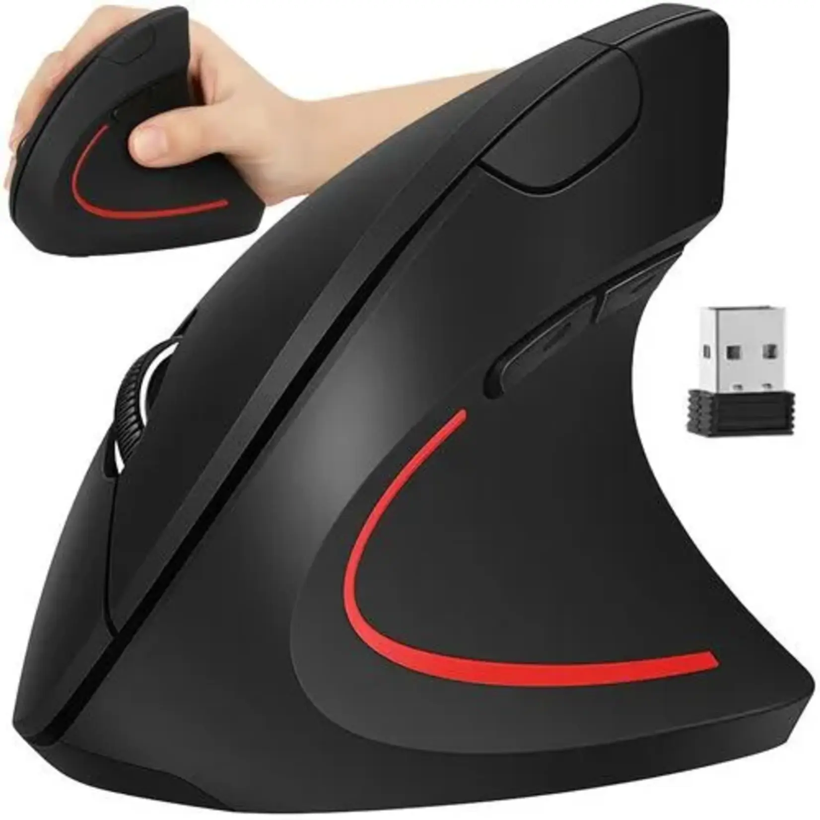 Bobbel Home Wireless Vertical Ergonomic Mouse – 2.4 GHz – 6 Buttons – 800 / 1000 / 1200 DPI – USB Receiver – Right Handed