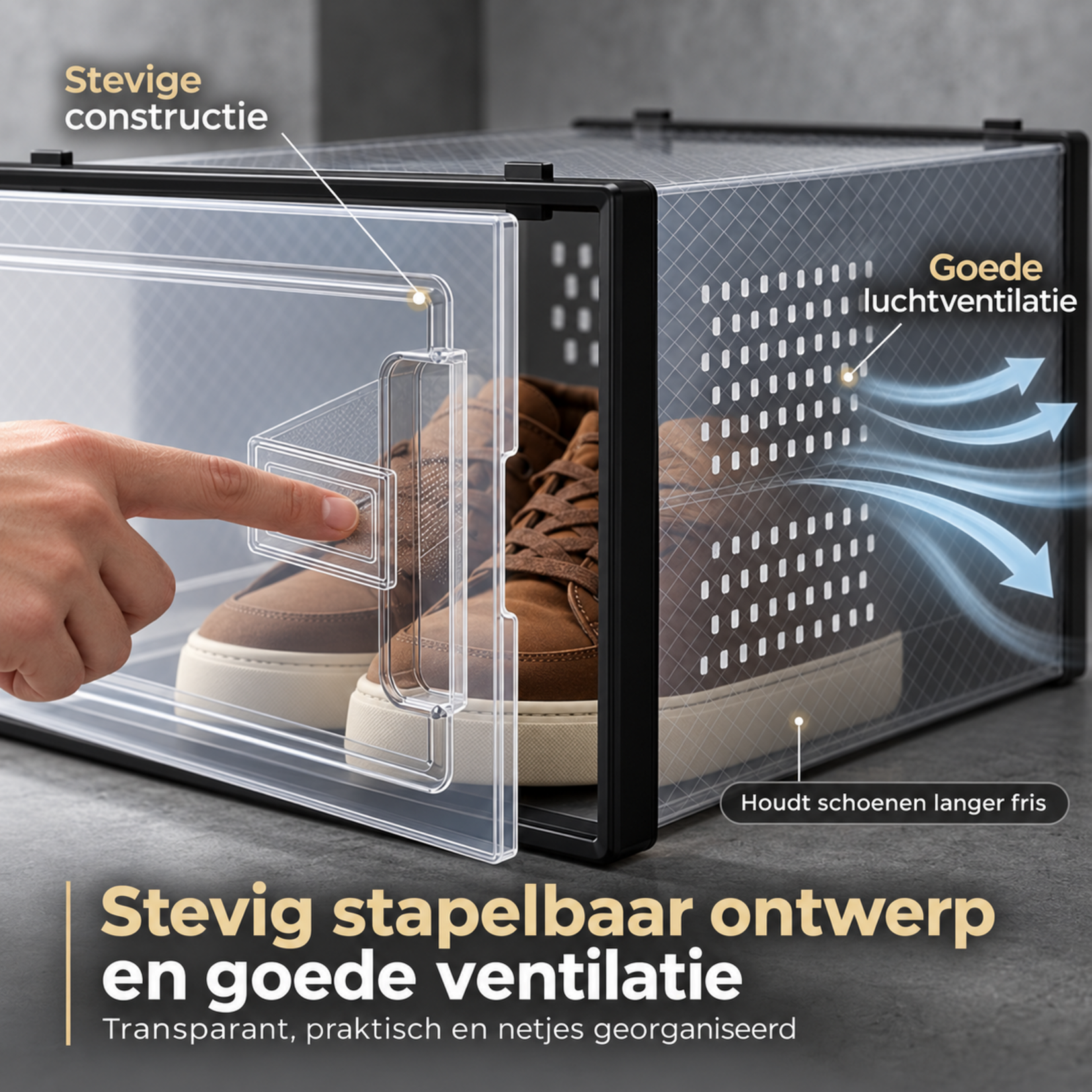 Bobbel Home Bobbel Home Set of 12 Transparent Stackable Shoe Boxes up to Size 45