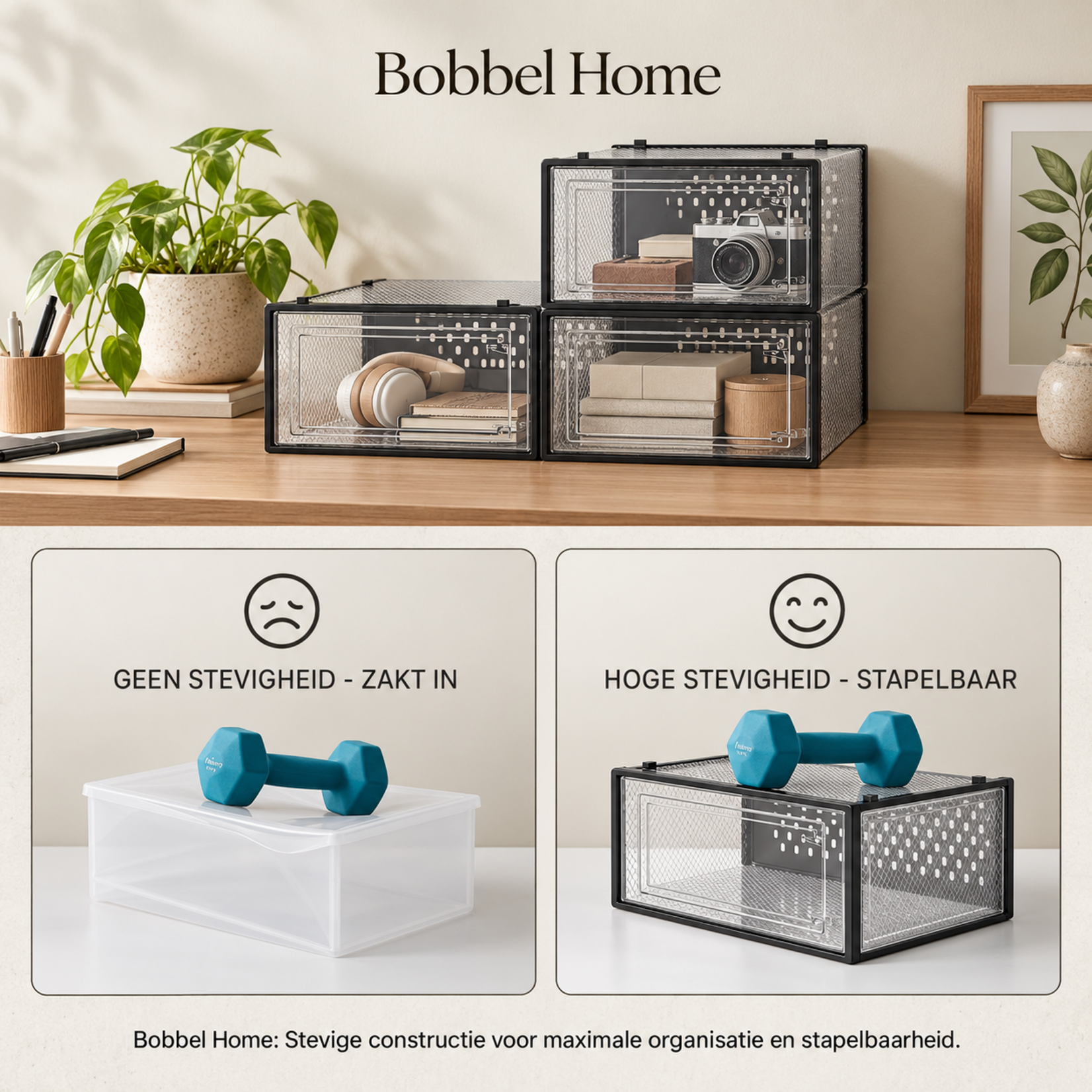 Bobbel Home Bobbel Home Set of 12 Transparent Stackable Shoe Boxes up to Size 45