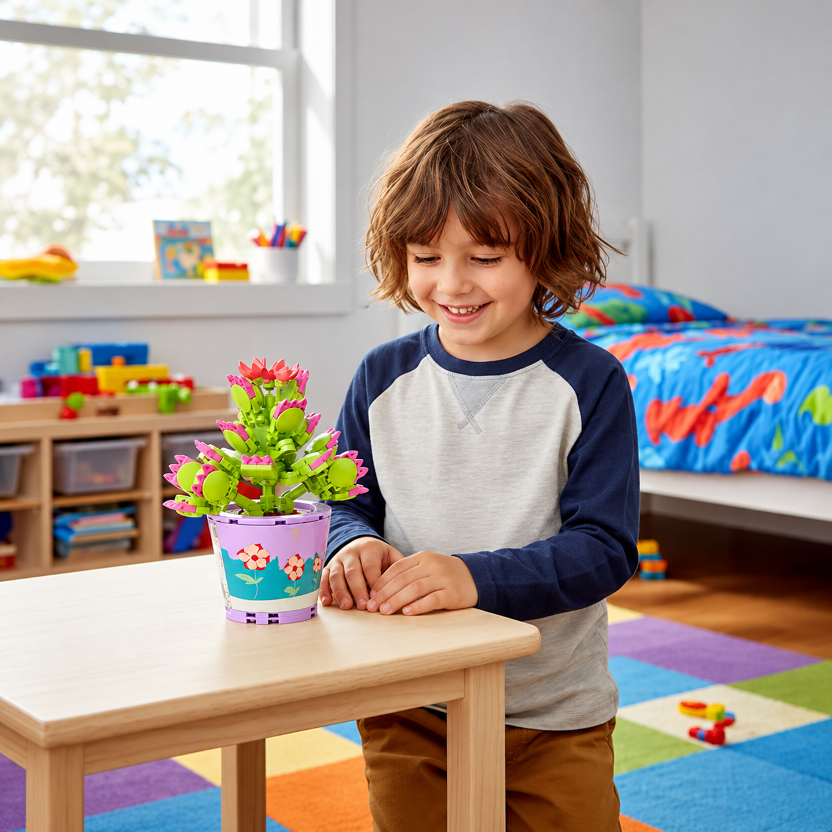 Bobbel Home Flower Building Set 172 Pieces for Kids Ages 6+ Creative 3D Flower Building Blocks with Instructions