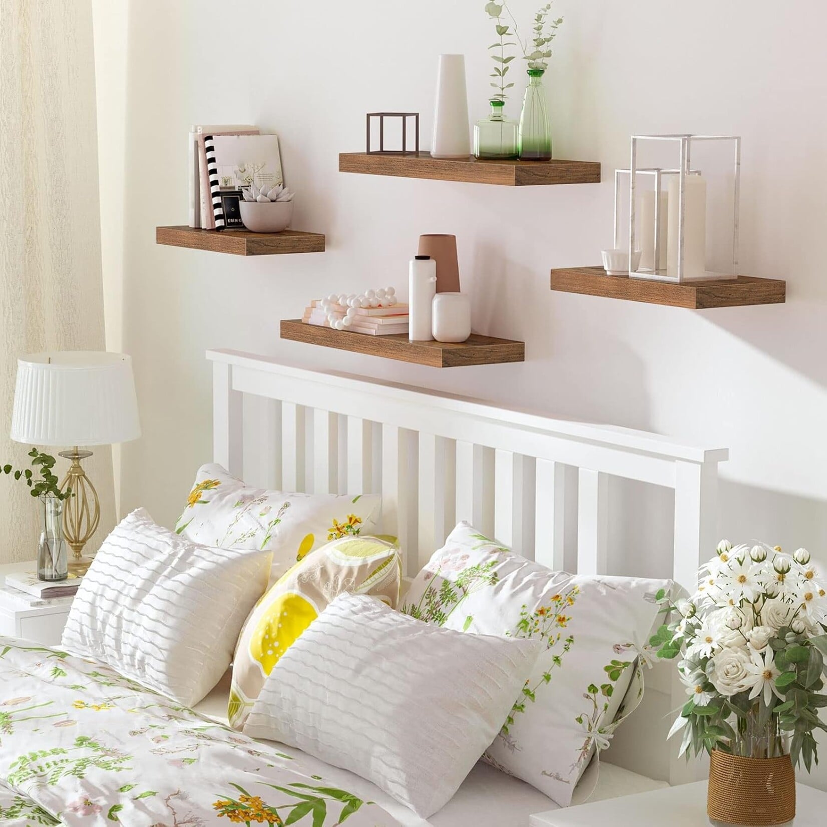 Bobbel Home Bobbel Home Wandplanken set van 2 - Zwevende planken - Wandrek - 60 x 20 cm - Onzichtbare bevestiging - Vintagebruin