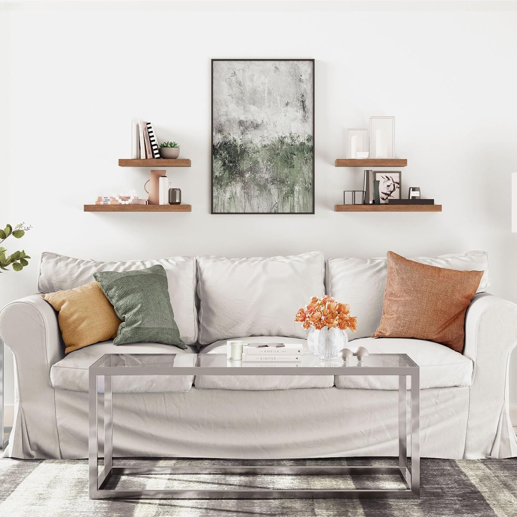 Bobbel Home Bobbel Home Wandplanken set van 2 - Zwevende planken - Wandrek - 60 x 20 cm - Onzichtbare bevestiging - Vintagebruin