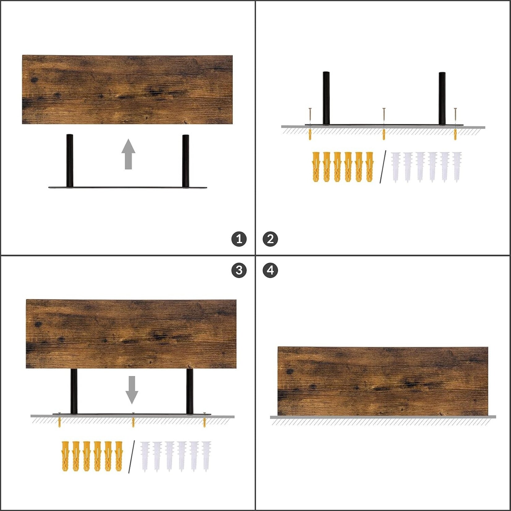 Bobbel Home Bobbel Home Wandplanken set van 2 - Zwevende planken - Wandrek - 60 x 20 cm - Onzichtbare bevestiging - Vintagebruin