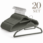 Bobbel Home Bobbel Home set van 20 fluwelen kledinghangers  - Met 360° draaibare haak - Antislip fluwelen oppervlak  - Schouderinkepingen voor kledinggreep