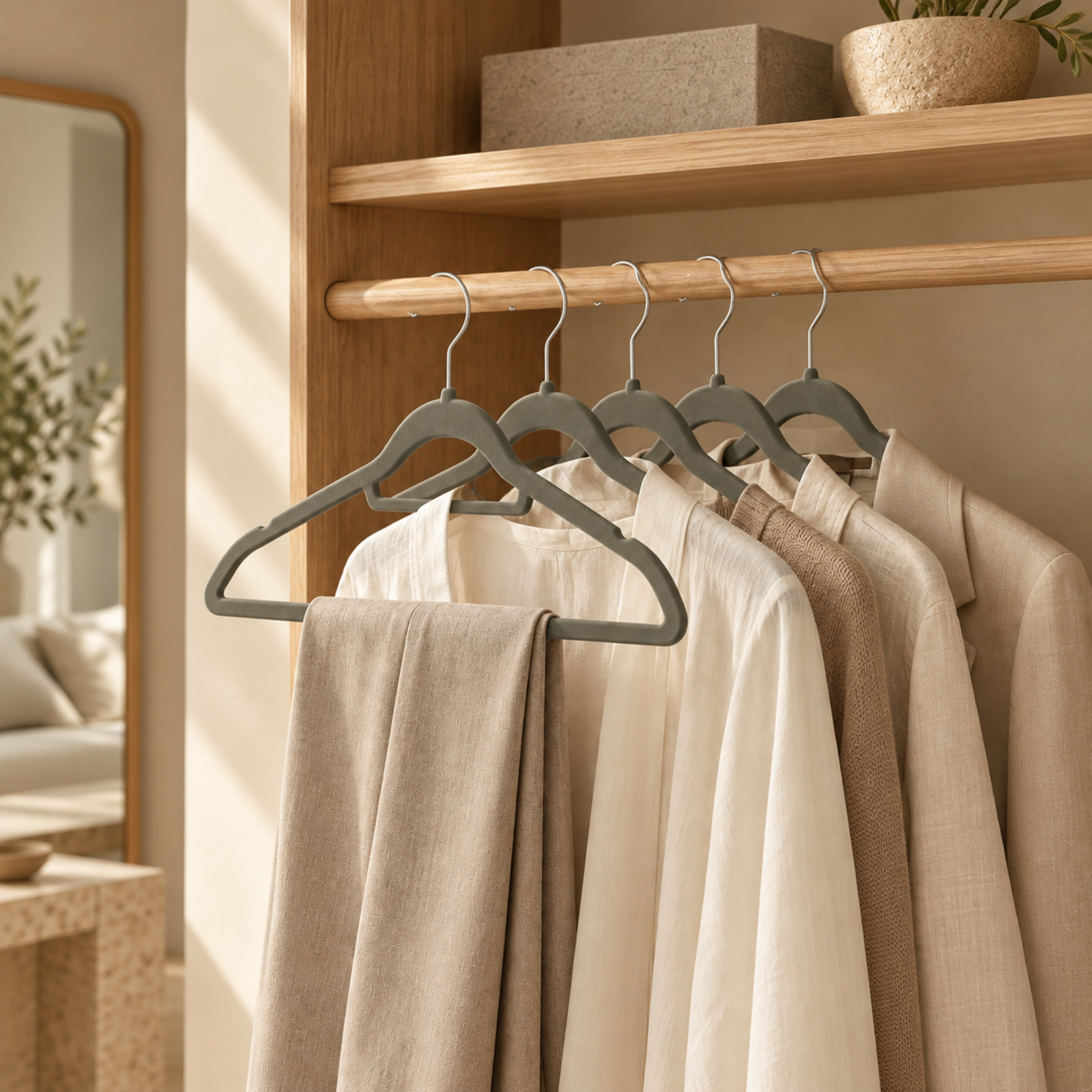 Bobbel Home Bobbel Home set van 20 fluwelen kledinghangers  - Met 360° draaibare haak - Antislip fluwelen oppervlak  - Schouderinkepingen voor kledinggreep