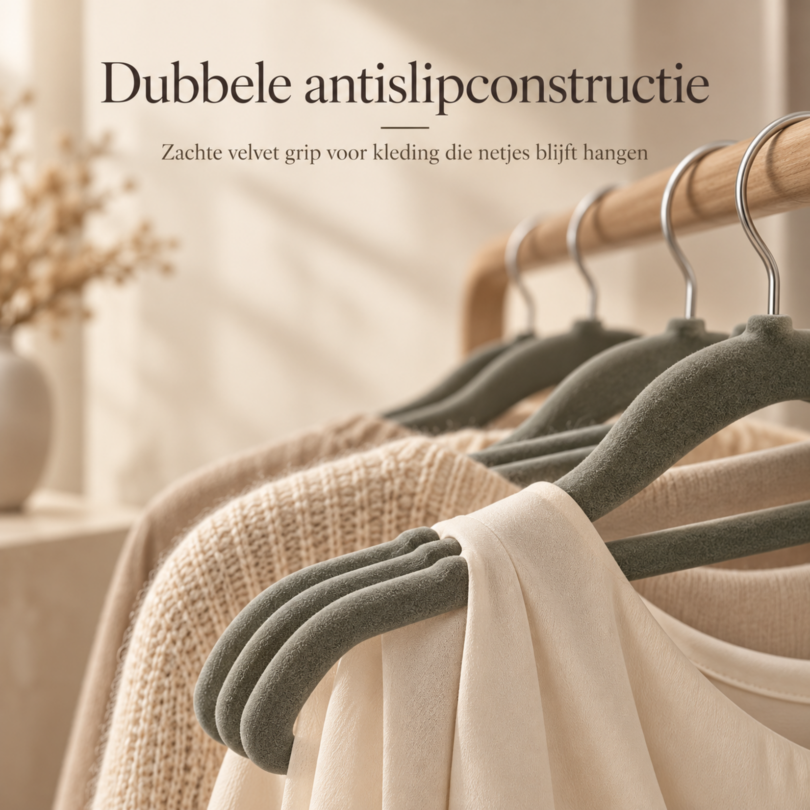 Bobbel Home Bobbel Home set van 20 fluwelen kledinghangers  - Met 360° draaibare haak - Antislip fluwelen oppervlak  - Schouderinkepingen voor kledinggreep