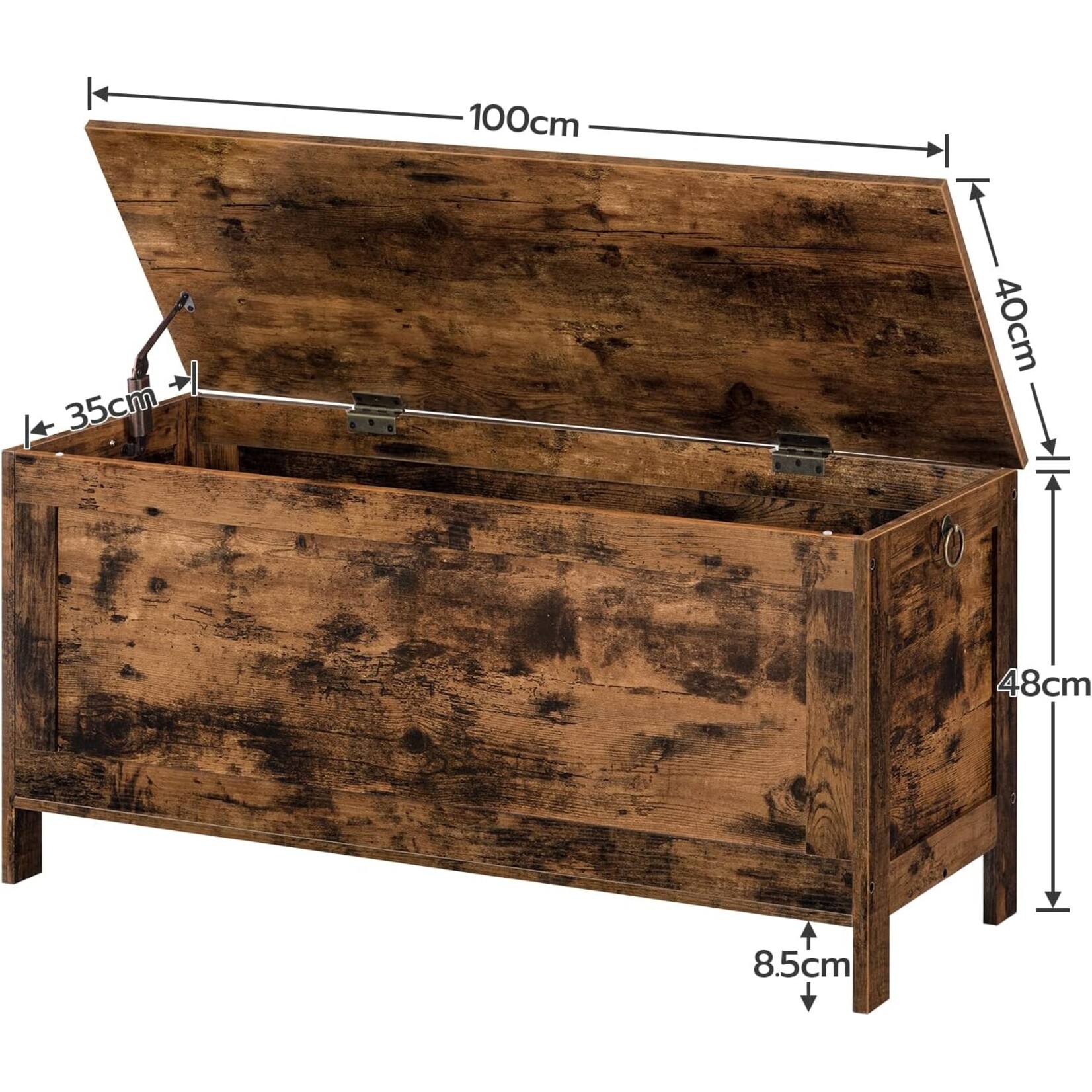 Bobbel Home Bobbel Home Opbergkist met deksel | Rustiek bruin | 100 x 40 x 48 cm | Praktisch opbergmeubel voor thuis