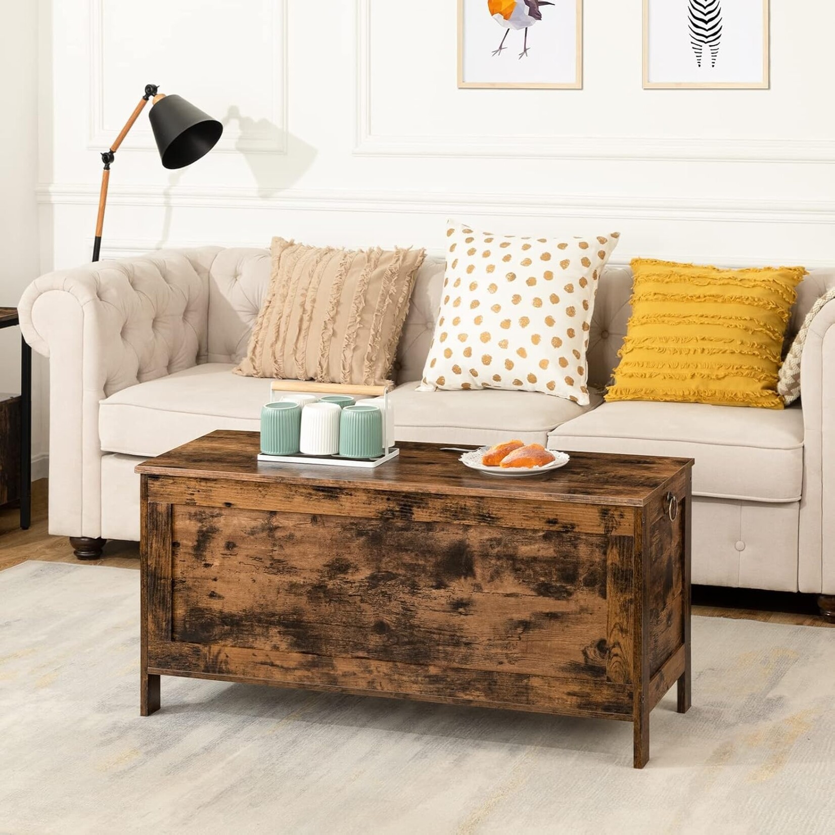 Bobbel Home Bobbel Home Opbergkist met deksel | Rustiek bruin | 100 x 40 x 48 cm | Praktisch opbergmeubel voor thuis
