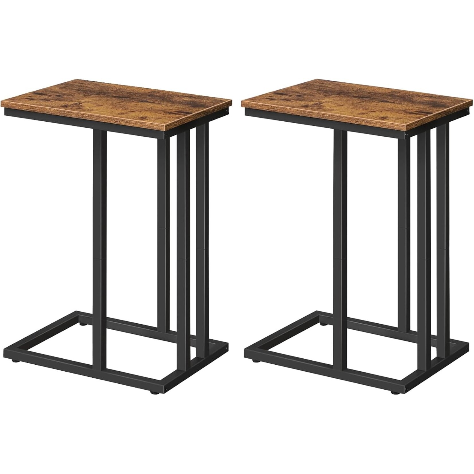 Bobbel Home Bobbel Home C vormige bijzettafels set van 2 | blad per tafel 38 x 27 cm | Vintagebruin En Zwart
