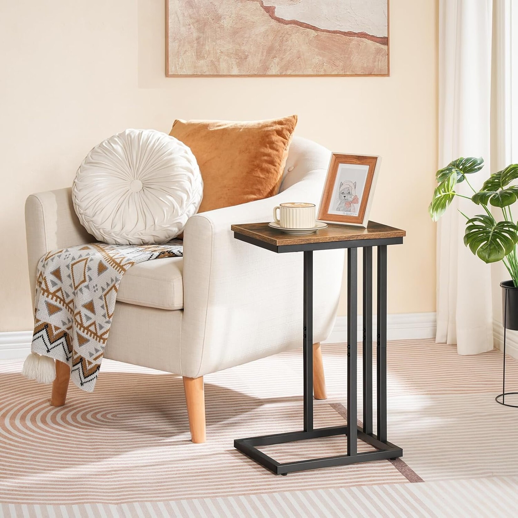Bobbel Home Bobbel Home Set of 2 C Shaped Sofa Side Tables | blad per tafel 38 x 27 cm | Rustic Brown And Black