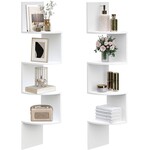 Bobbel Home Bobbel Home Witte zwevende hoekwandplanken set van 2 met 4 niveaus