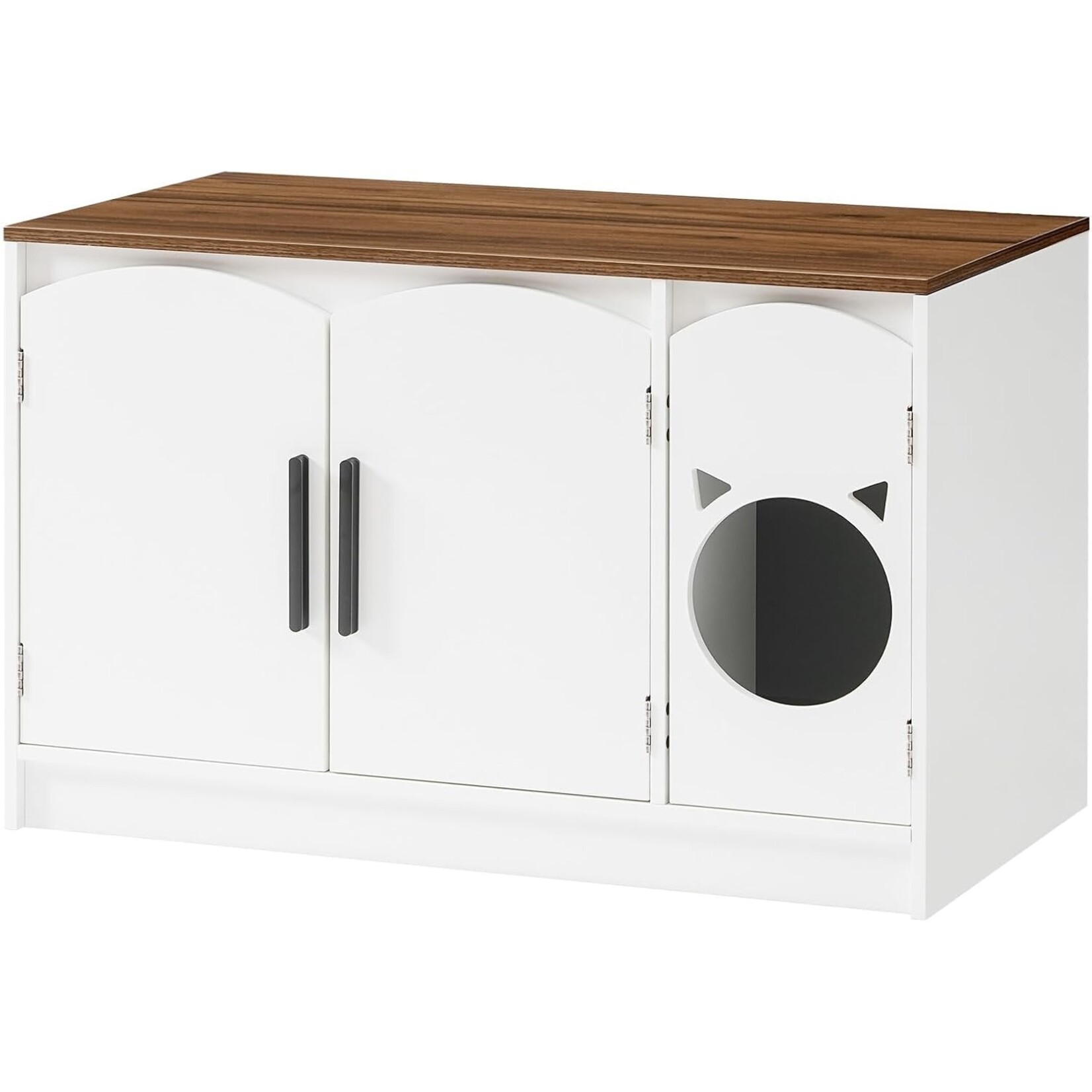 Bobbel Home Bobbel Home Cat Litter Box Cabinet with 2 Doors White and Walnut | White And Walnut