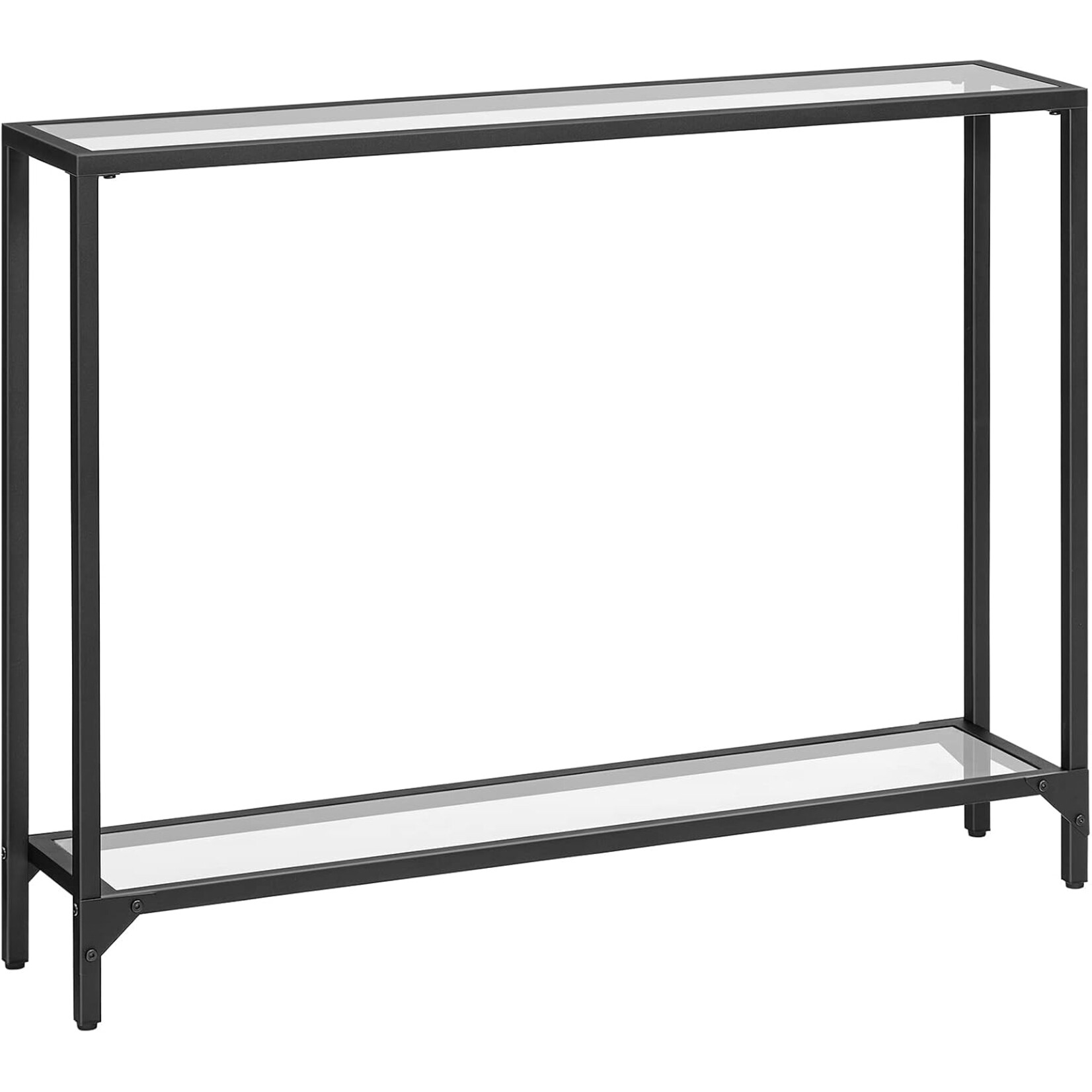Bobbel Home Bobbel Home Sidetable met 2 glazen planken | Zwart | Praktisch opbergmeubel voor thuis