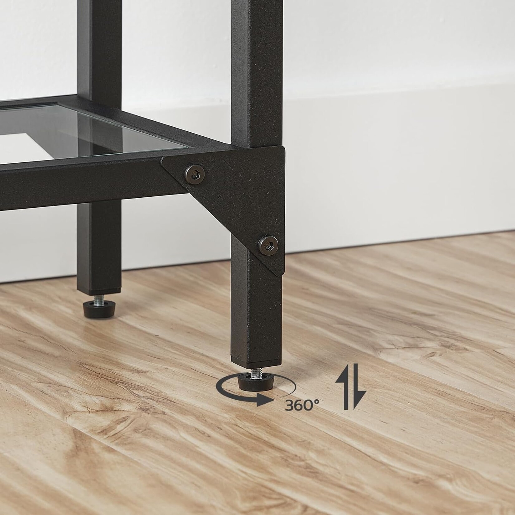 Bobbel Home Bobbel Home Console Table with 2 Glass Shelves | Black | Practical Home Storage