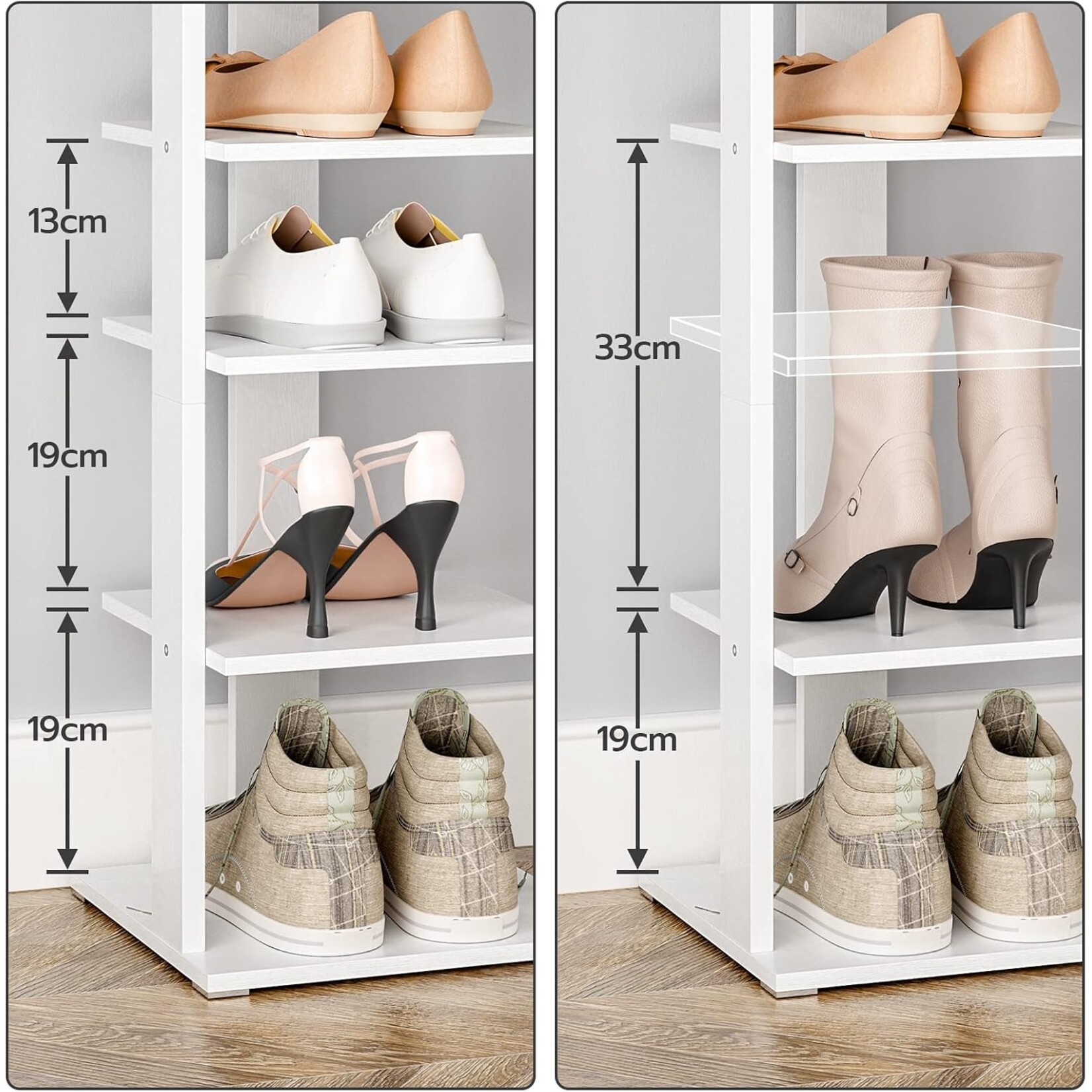 Bobbel Home Bobbel Home Narrow 8 Tier Shoe Rack | White | 28 x 28 x 113 cm | Practical Home Storage