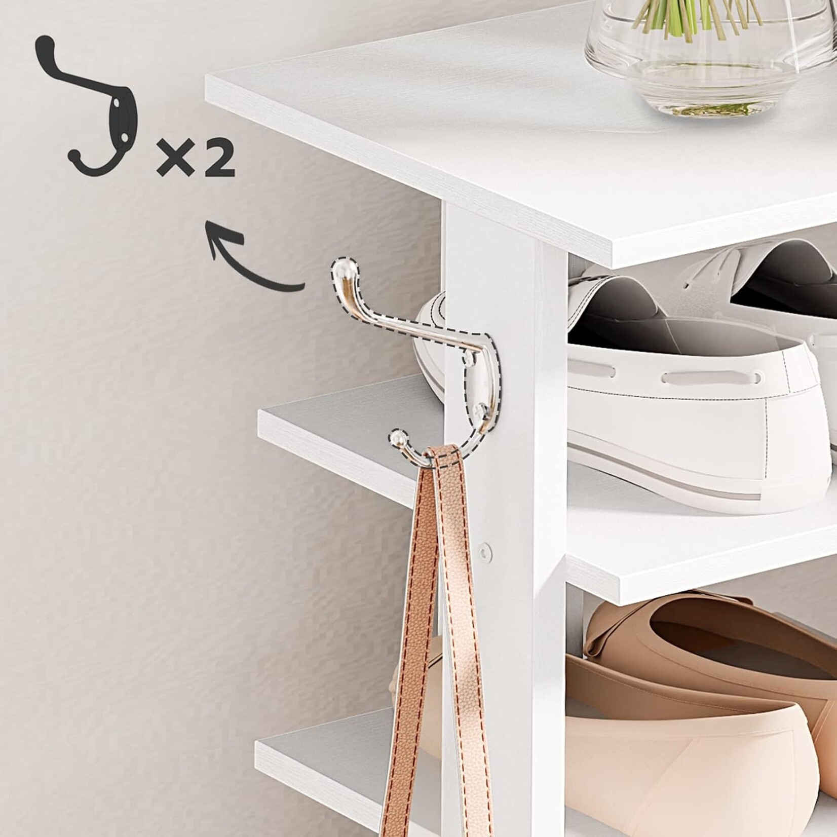 Bobbel Home Bobbel Home Narrow 8 Tier Shoe Rack | White | 28 x 28 x 113 cm | Practical Home Storage