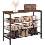 Bobbel Home Bobbel Home Industrieel schoenenrek met 4 niveaus en 3 verstelbare roosterplanken