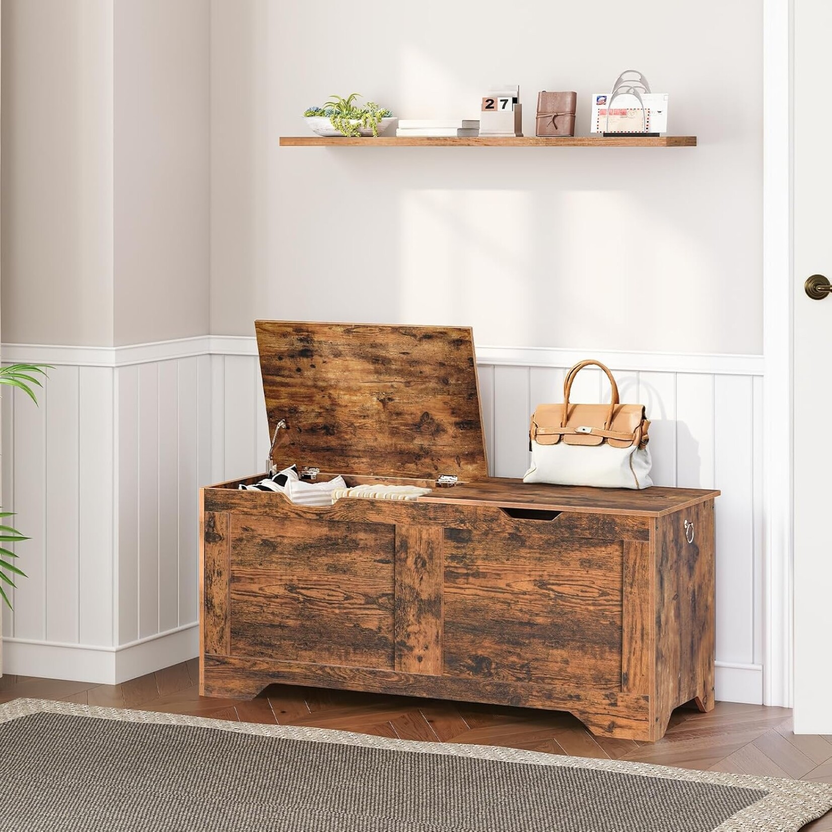 Bobbel Home Bobbel Home 100 cm Storage Chest with Two Lids | 100 x 40 x 50 cm | Rustic Brown