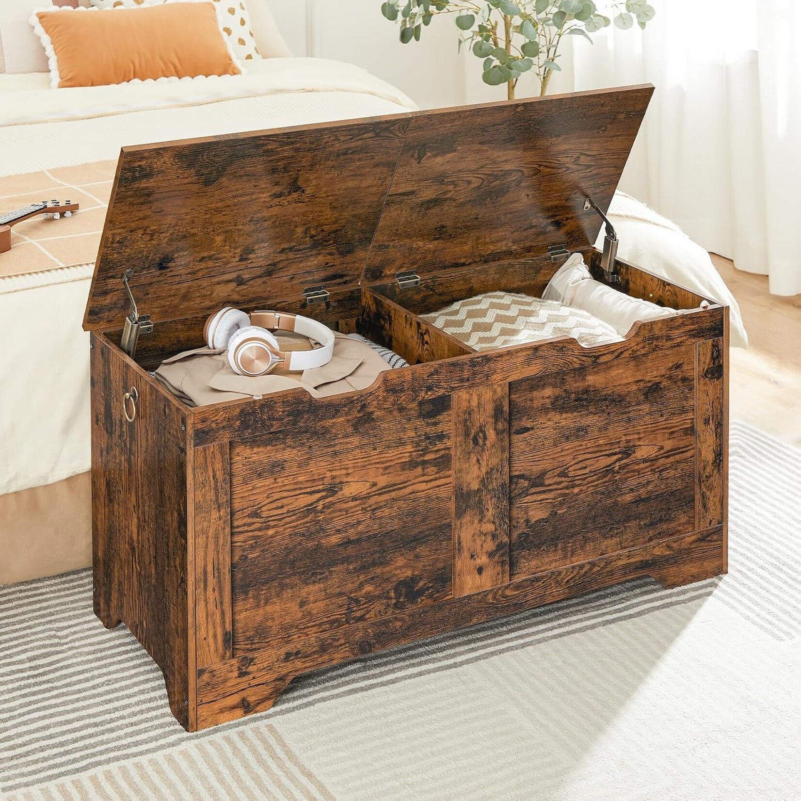 Bobbel Home Bobbel Home 100 cm Storage Chest with Two Lids | 100 x 40 x 50 cm | Rustic Brown