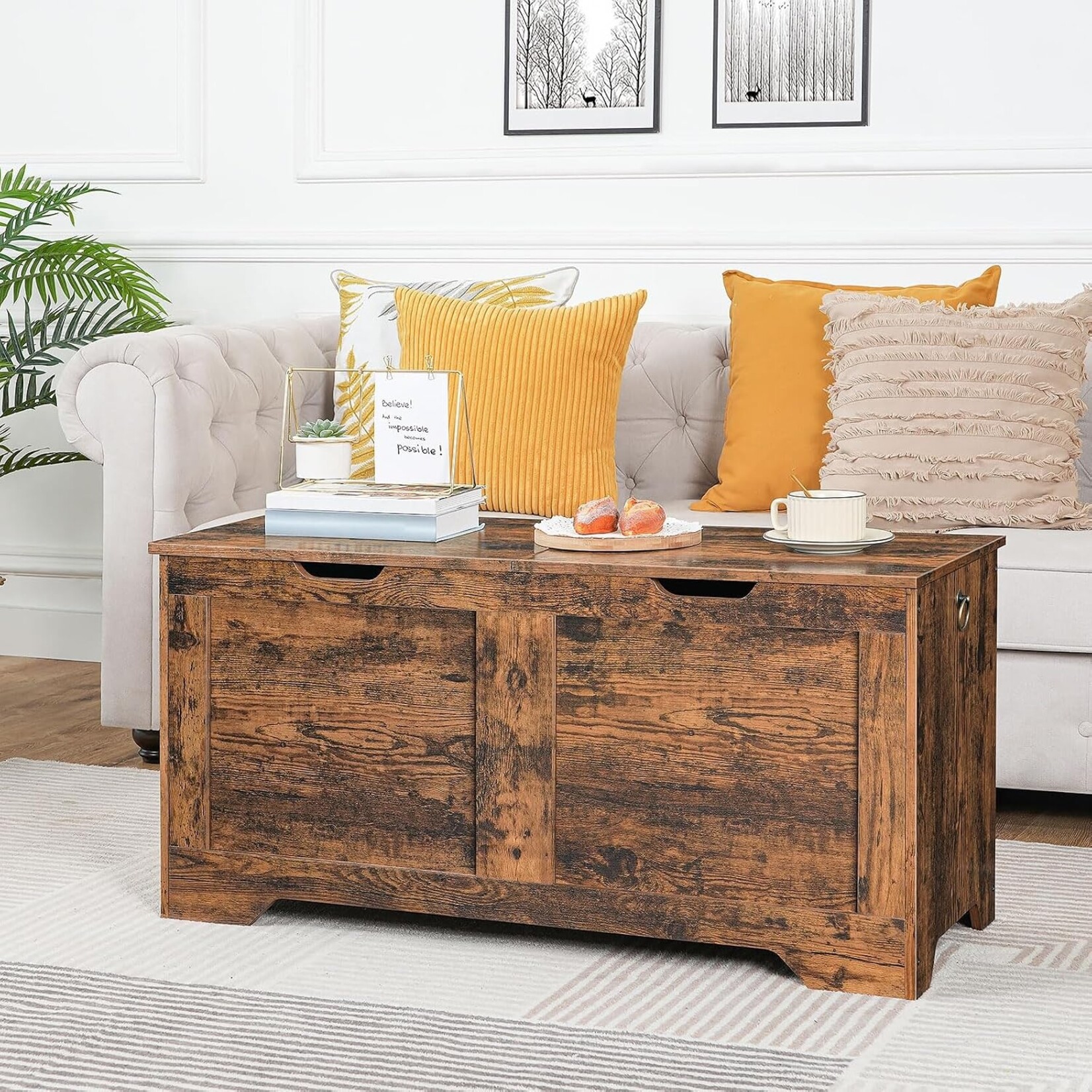 Bobbel Home Bobbel Home 100 cm Storage Chest with Two Lids | 100 x 40 x 50 cm | Rustic Brown
