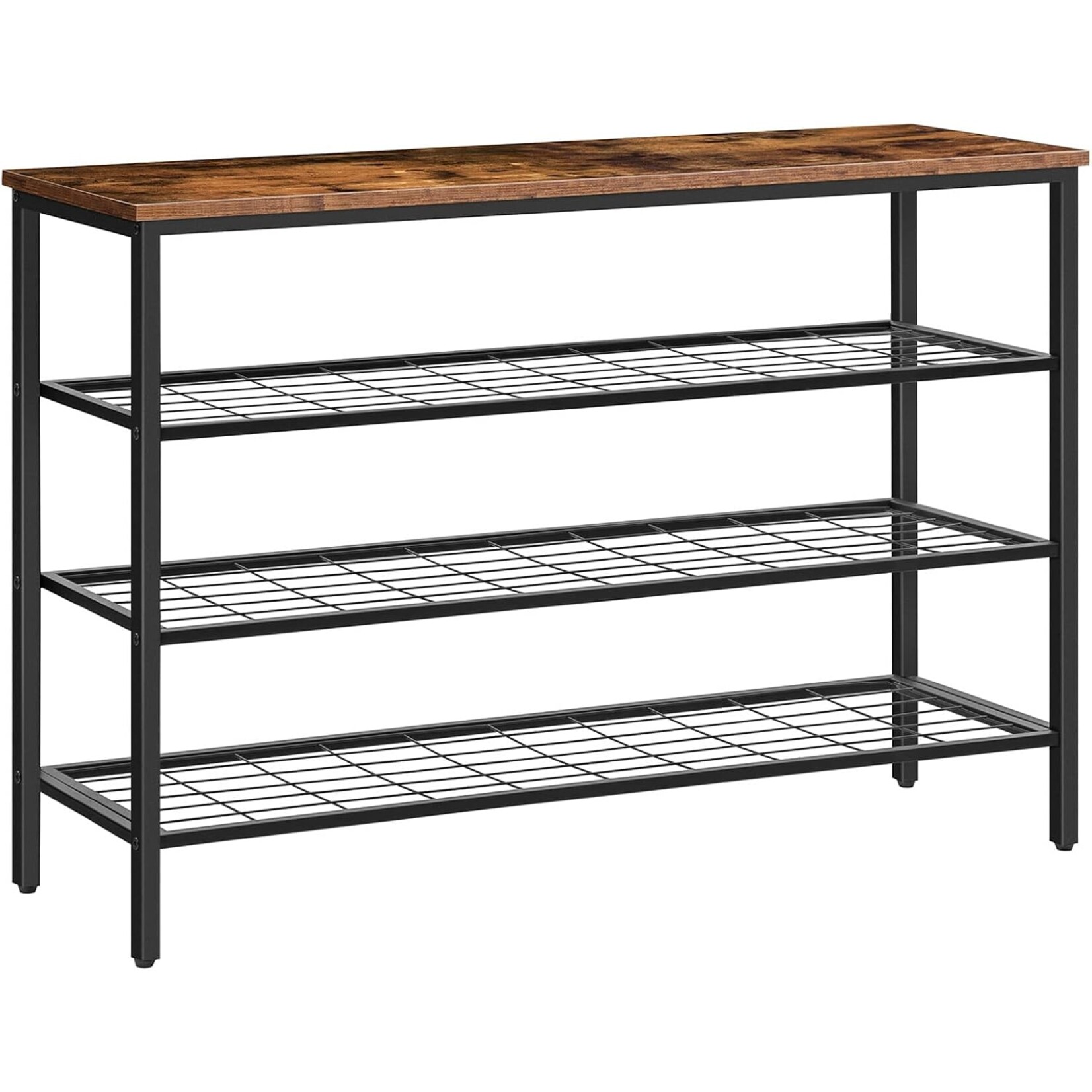 Bobbel Home Bobbel Home Industrieel schoenenrek met 4 niveaus van 100 cm | 100 x 30 x 68 cm | Vintagebruin En Zwart