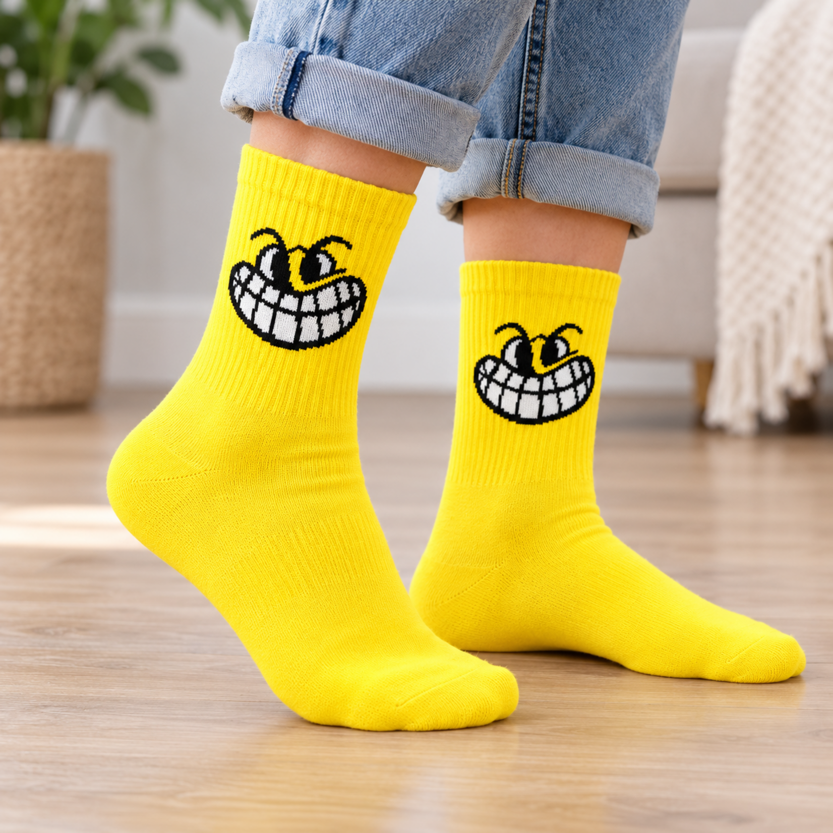 Parya Smiling Socks 10 Paar Grappige Sokken Dames en Heren | Lange Kleurrijke Sokken met Vrolijke Gezichten | Maat 35 t/m 42 | Multicolor
