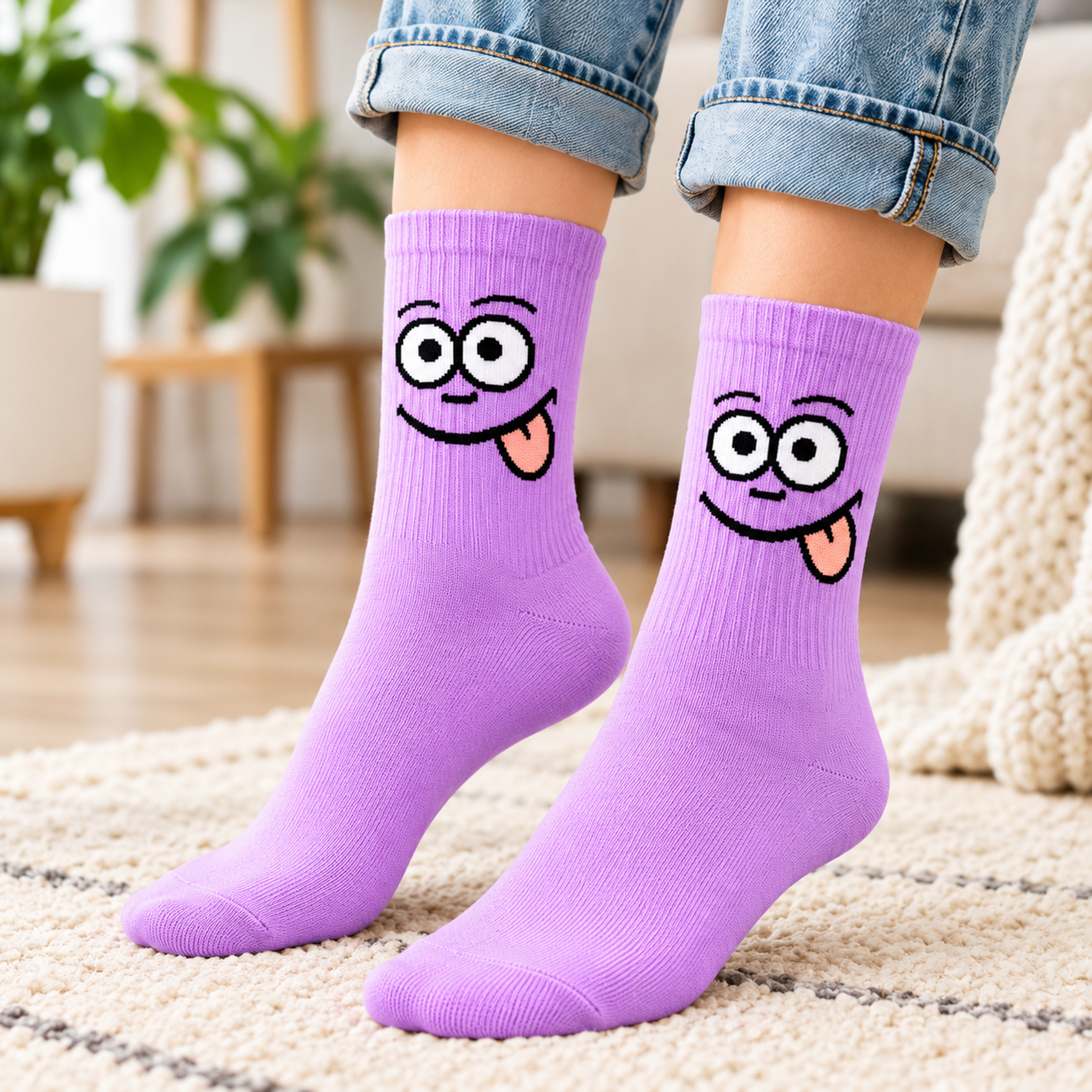 Parya Smiling Socks: 10 Pairs of Funny Socks for Men and Women | Long, Colourful Socks with Cheerful Faces | Sizes 35 to 42 | Multicoloured