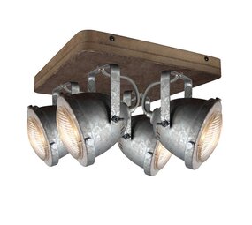 Freelight Spot Woody 4-Licht Zink-Holz