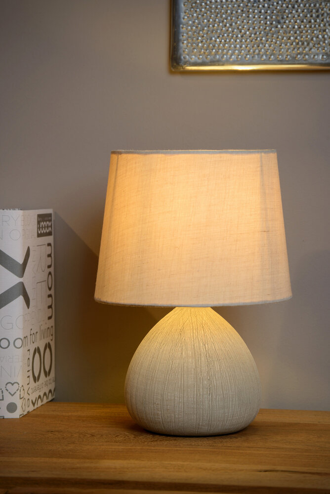 Lucide RAMZI - Tischleuchte - Ø 18 cm - 1xE14 - Beige Lucide RAMZI - Tischleuchte - Ø 18 cm - 1xE14 - Beige