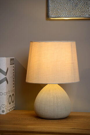 Lucide RAMZI - Tischleuchte - Ø 18 cm - 1xE14 - Beige Lucide RAMZI - Tischleuchte - Ø 18 cm - 1xE14 - Beige