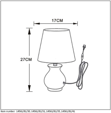 Lucide MIA Tischlampe Keramik E14 Ø17 H26cm Weiß