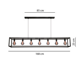 Freelight Hängeleuchte Esteso 7-light L 168 cm B 25 cm schwarz