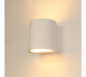 Artdelight Wandleuchte Gips rund H 12 cm Gips exkl. G9 weiß