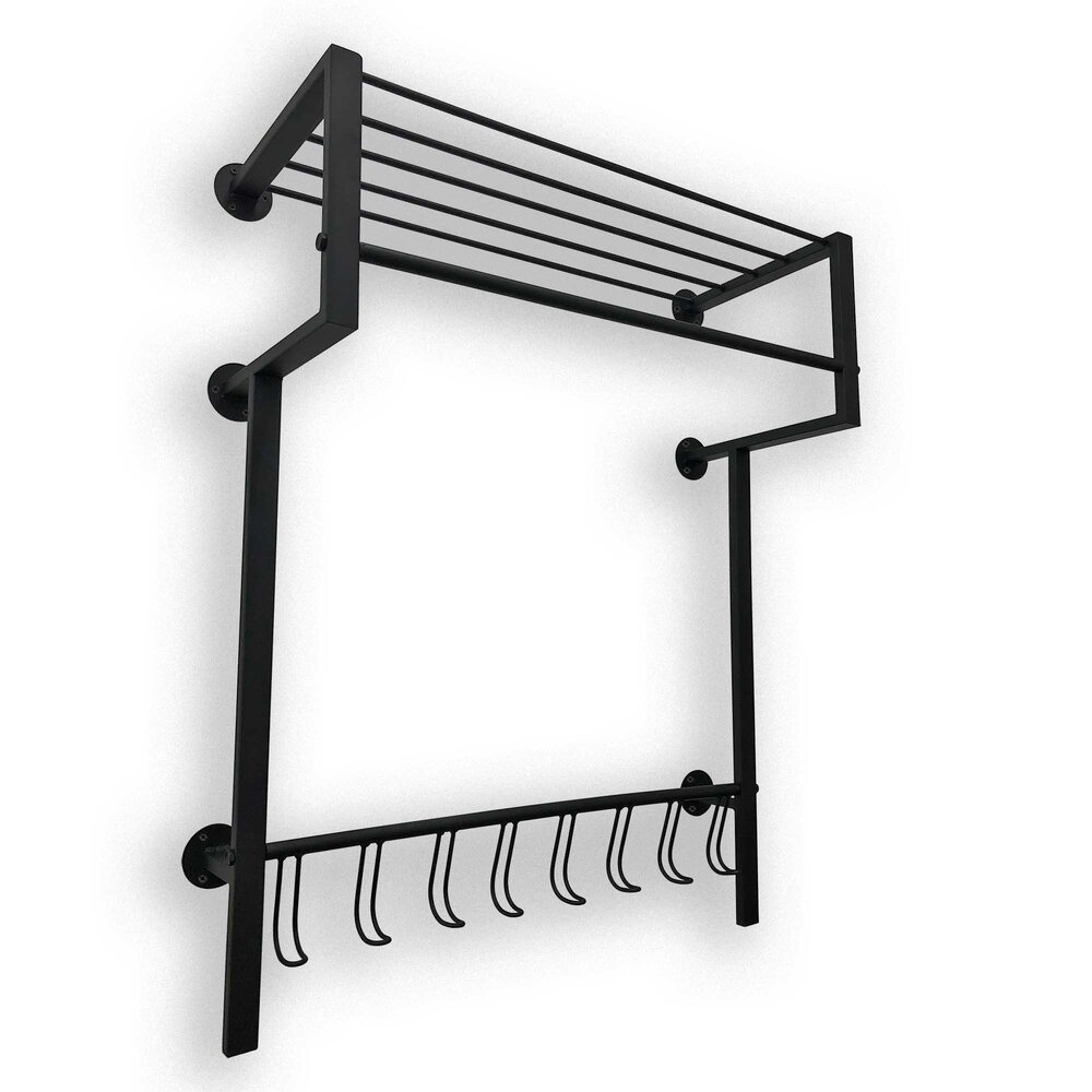 Ylumen Garderobe mit 8 Haken 70 cm breit - 90 cm hoch Schwarz