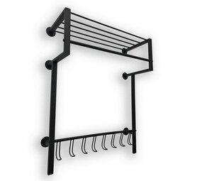 Ylumen Garderobe mit 8 Haken 70 cm breit - 90 cm hoch Schwarz