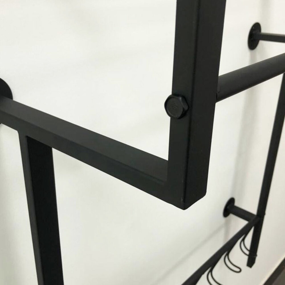 Ylumen Garderobe mit 8 Haken 70 cm breit - 90 cm hoch Schwarz