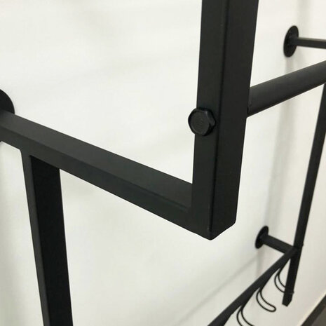 Ylumen Garderobe mit 8 Haken 70 cm breit - 90 cm hoch Schwarz