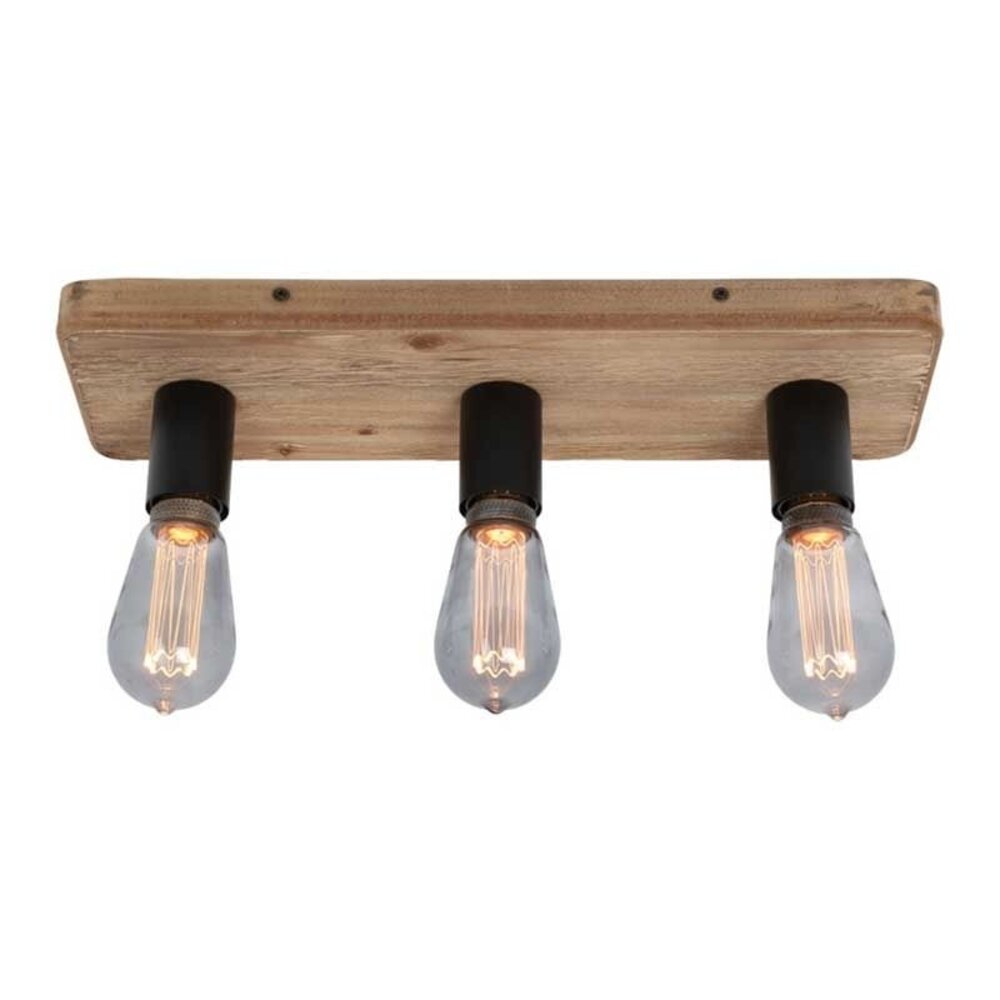 Freelight Deckenleuchte Lenero 3 Lichter L 50 cm Holz schwarz