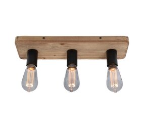 Freelight Deckenleuchte Lenero 3 Lichter L 50 cm Holz schwarz