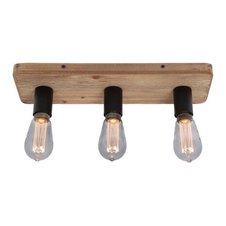 Freelight Deckenleuchte Lenero 3 Lichter L 50 cm Holz schwarz